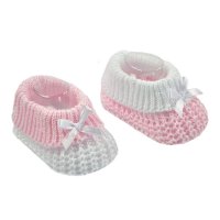 S431-P: Pink Cotton Turnover Baby Bootees